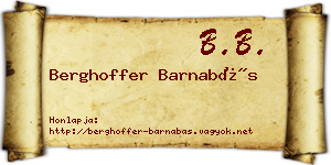 Berghoffer Barnabás névjegykártya